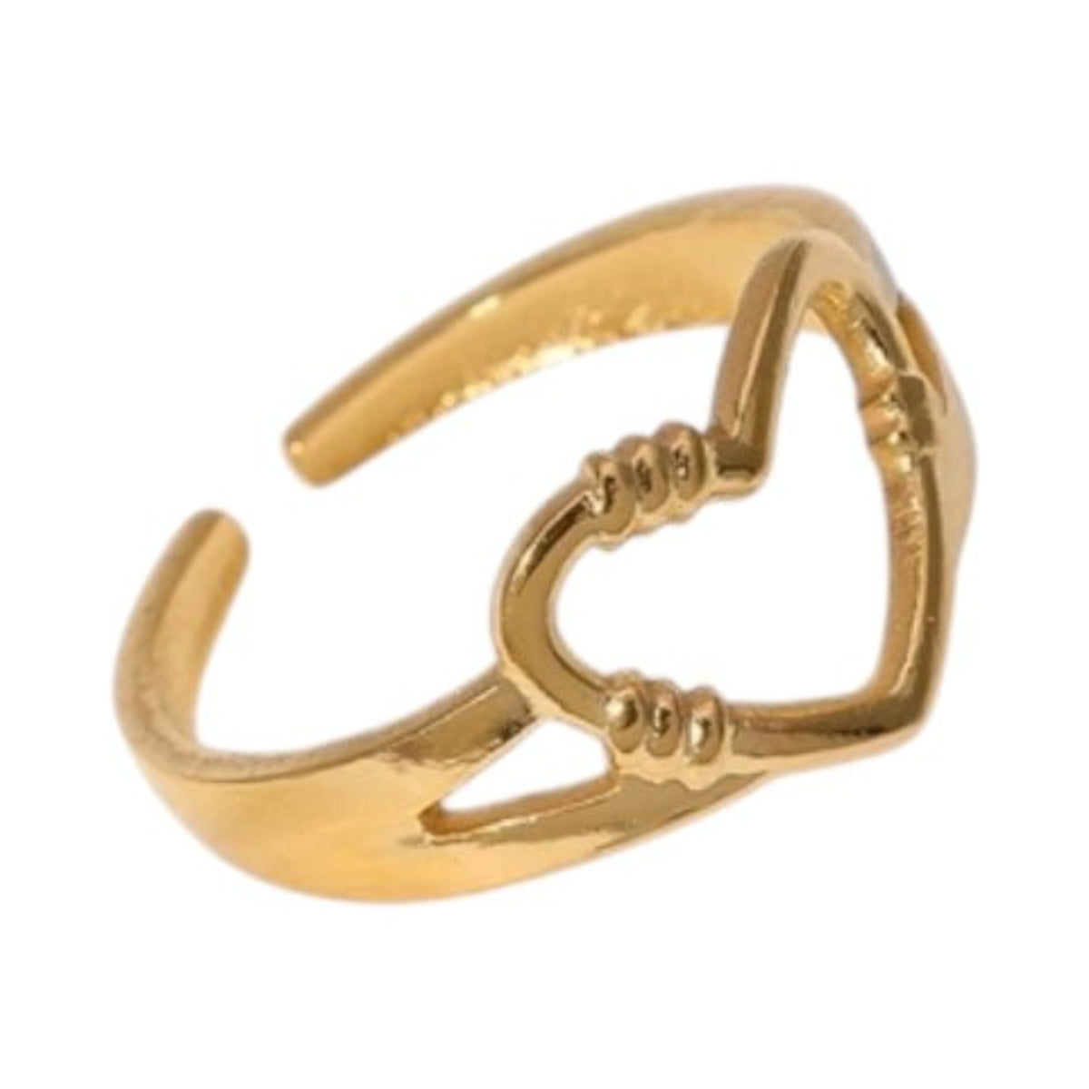Verstelbare RVS Ring met Open Hartje (11 mm) - Goudkleur -