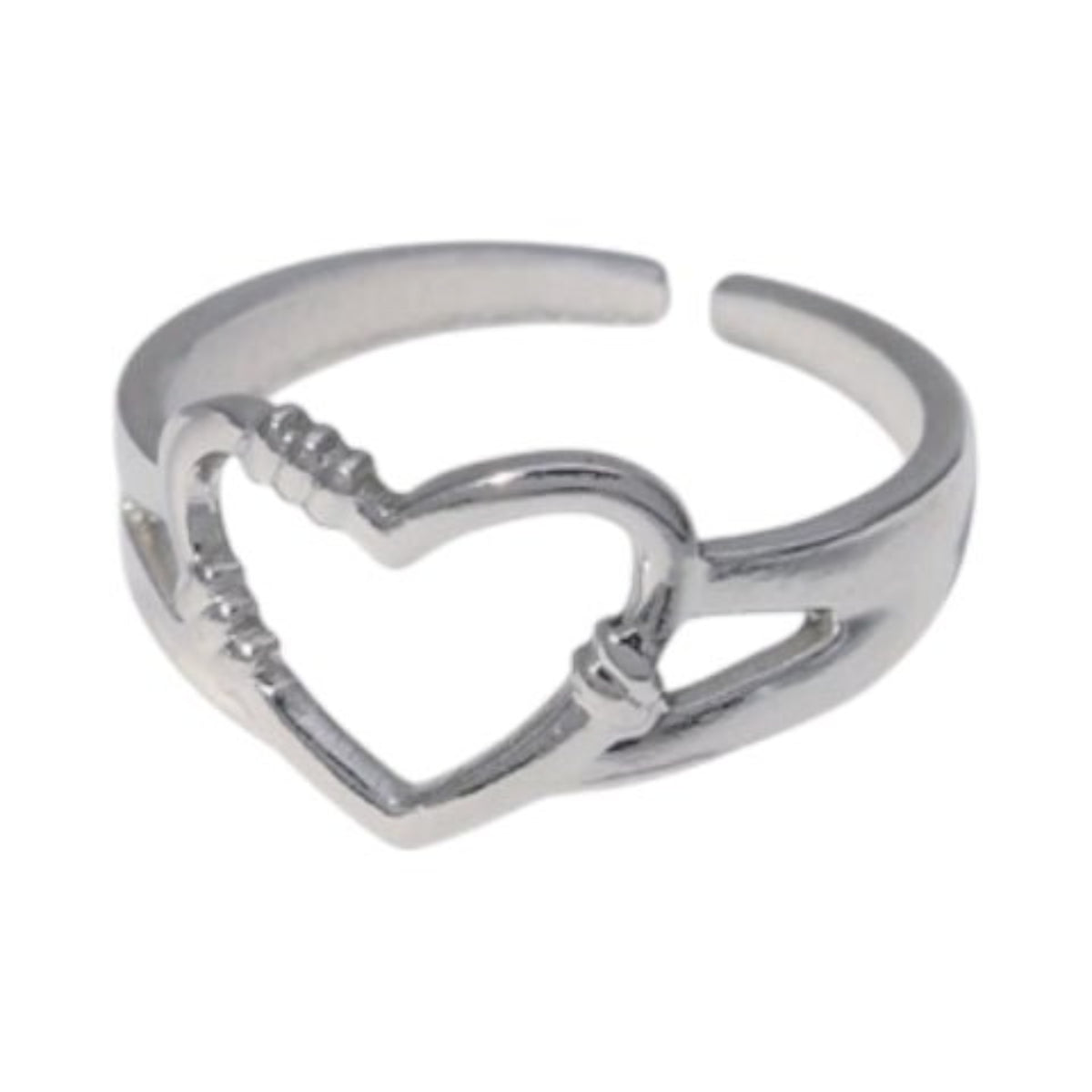 Verstelbare RVS Ring met Open Hartje (11 mm) - Goudkleur -