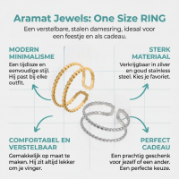 Verstelbare RVS Ring met Dubbele Bolletjeslijn (7 mm) - Goudkleur -