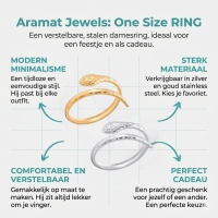 Verstelbare Slangenring van RVS - Cobra Design (13 mm) - Goudkleur -