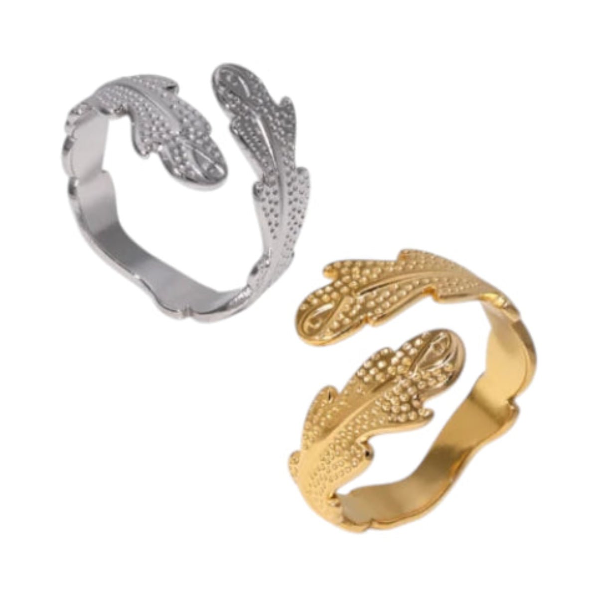 Verstelbare RVS Ring met Verfijnd Veer-Ontwerp (17 mm) - Goudkleur -