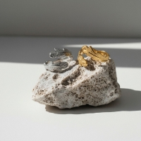 Verstelbare RVS Ring met Verfijnd Veer-Ontwerp (17 mm) - Goudkleur -