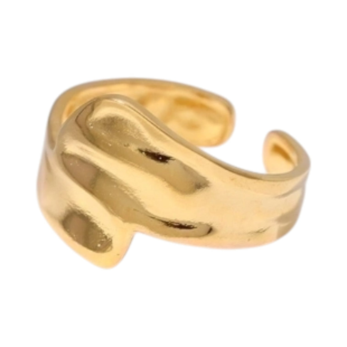 Brede Moderne One Size Ring RVS (14 mm) - Goudkleur -