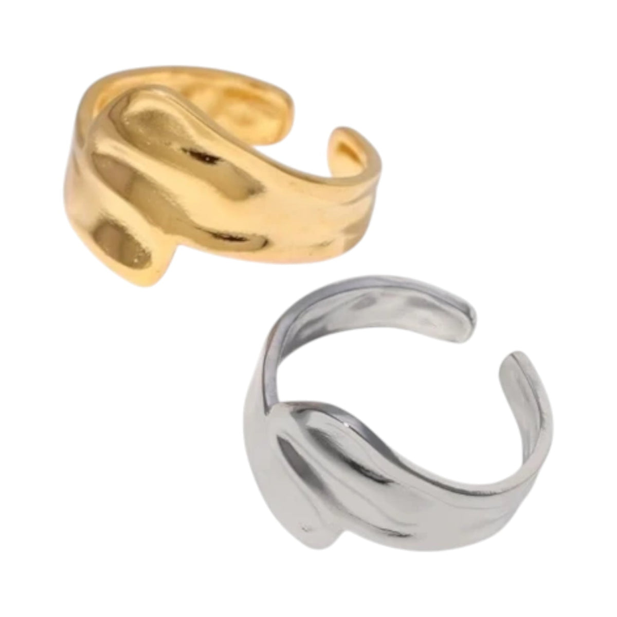 Brede Moderne One Size Ring RVS (14 mm) - Goudkleur -