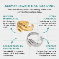 Brede Moderne One Size Ring RVS (14 mm) - Goudkleur -