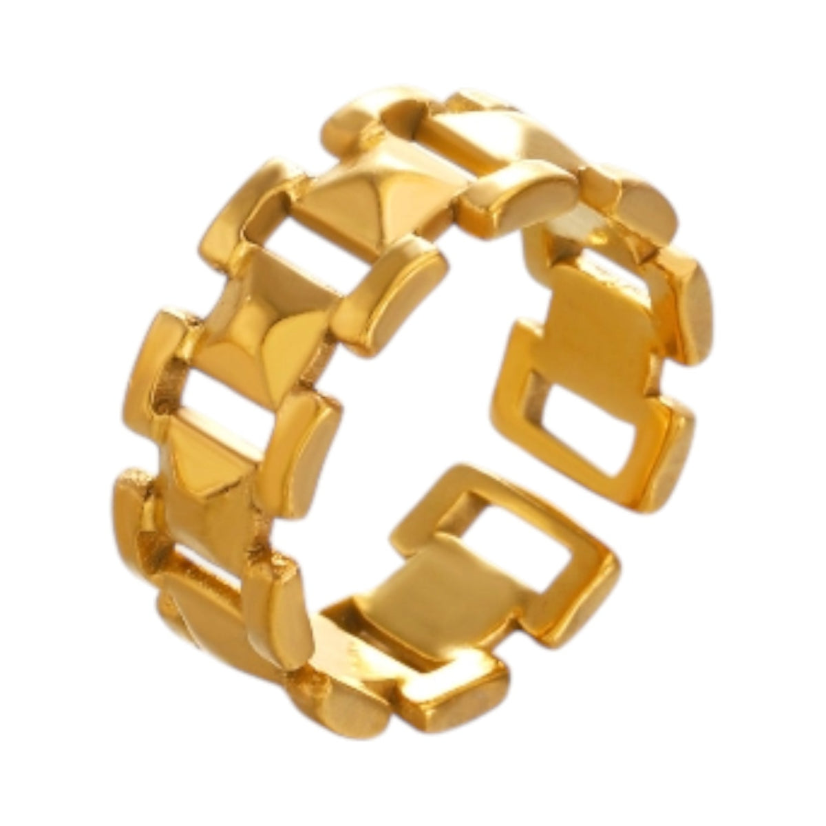 Brede One Size Schakelring van RVS - Goudkleurig of Zilver (9 mm) - Goudkleur -