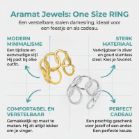 Brede One Size Ring RVS met Ovale Schakels (13 mm) - Goudkleur -