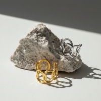 Brede One Size Ring RVS met Ovale Schakels (13 mm) - Goudkleur -