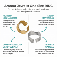 Verstelbare RVS Damesring met Getrommeld Design - 11mm breed - Goudkleur -