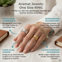 Verstelbare RVS Damesring met Getrommeld Design - 11mm breed - Goudkleur -