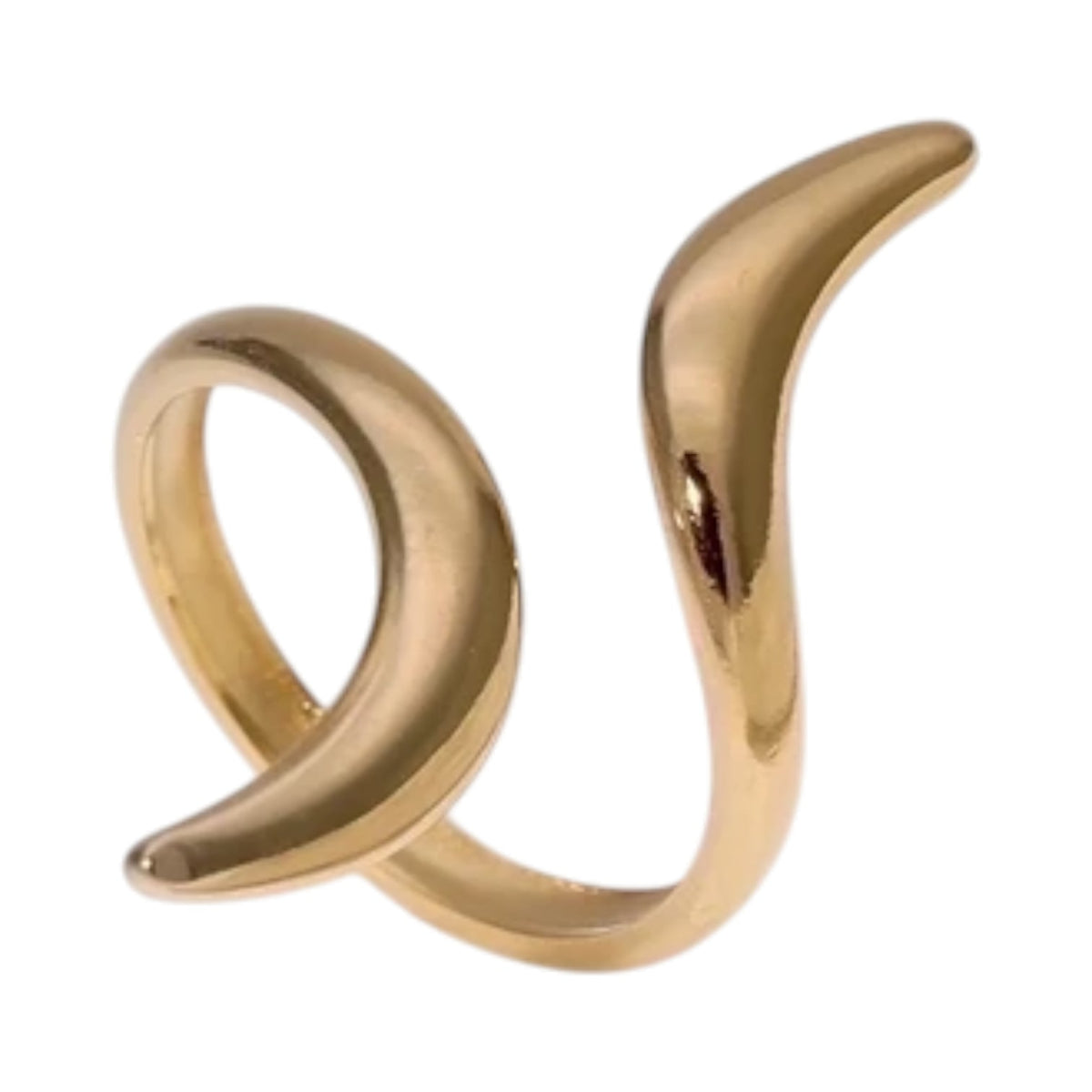 Grote Brede One Size Ring RVS met Lijnen Design (32 mm) - Goudkleur -
