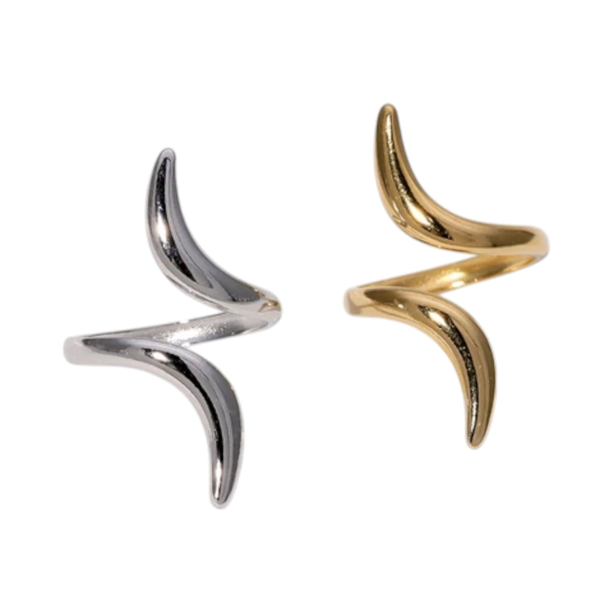 Grote Brede One Size Ring RVS met Lijnen Design (32 mm) - Goudkleur -