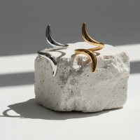 Grote Brede One Size Ring RVS met Lijnen Design (32 mm) - Goudkleur -