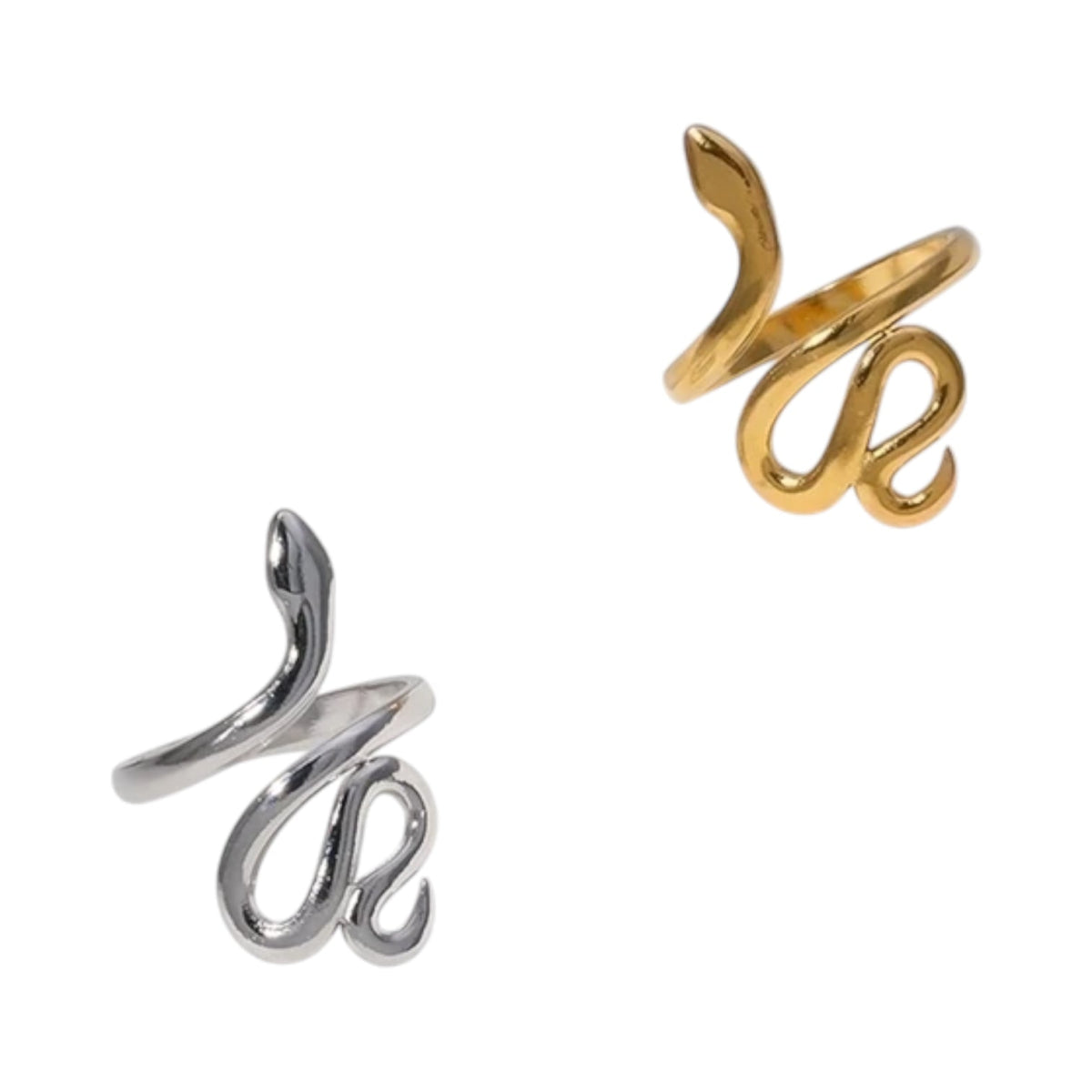 Grote Verstelbare Slangenring van RVS - 28mm Statement Ring - Goudkleur -