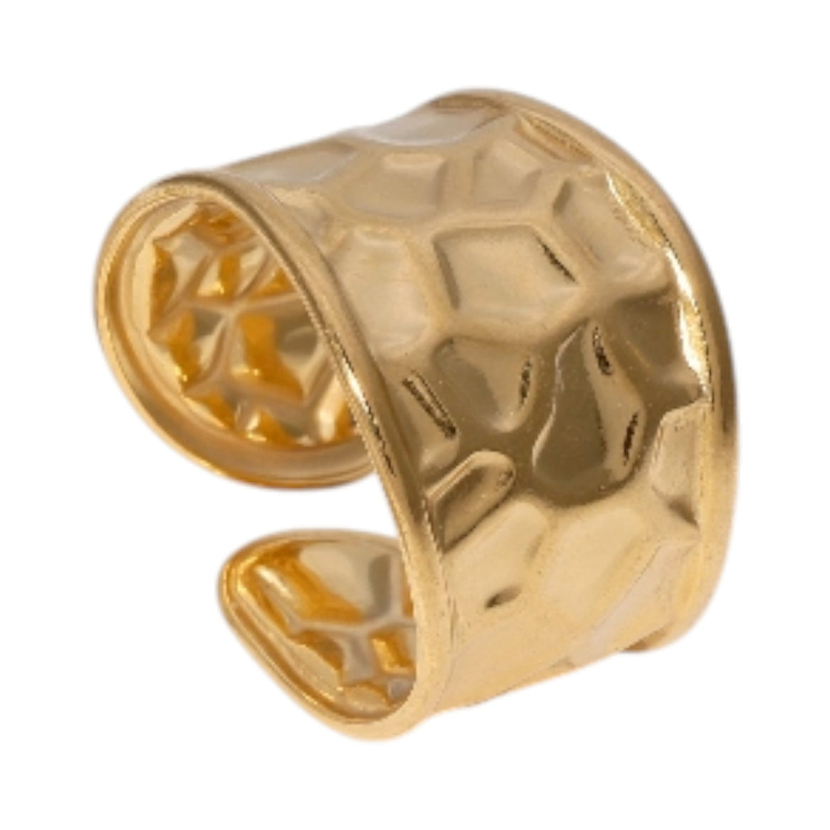 Brede Verstelbare Damesring met Geometrisch Design - 15mm RVS - Goudkleur -