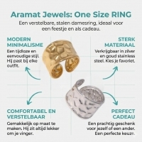 Brede Verstelbare Damesring met Geometrisch Design - 15mm RVS - Goudkleur -