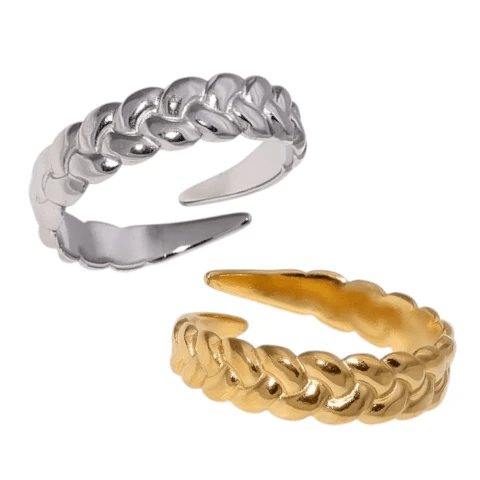 Verstelbare Damesring met Vlecht Design van RVS - 5,5mm - Goudkleur -