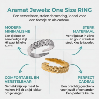Verstelbare Damesring met Vlecht Design van RVS - 5,5mm - Goudkleur -