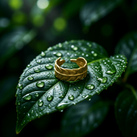 Verstelbare RVS Ring met Veertje Motief - (8 mm) - Goudkleur -