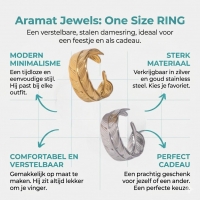 Verstelbare RVS Ring met Veertje Motief - (8 mm) - Goudkleur -