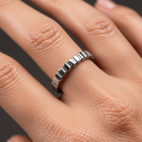 Verstelbare RVS Ring met Blokjes Motief - 3mm Breed - Goudkleur -