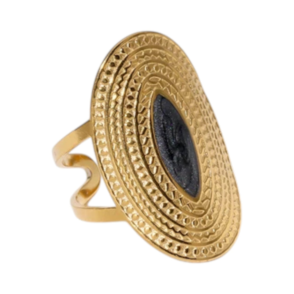 Grote Verstelbare RVS Ring Ovaal met Emaille - 28 mm - Grijs -