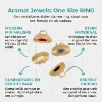 Grote Verstelbare RVS Ring Ovaal met Emaille - 28 mm - Grijs -