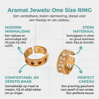 Goudkleurige Verstelbare RVS Ring met Emaille Boze Ogen - 7 mm - Rood -