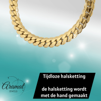 Platte Gourmet Ketting met bewerkte rand 7mm Goudkleurig Staal - 60cm - Unisex