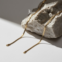 Platte Gourmet Ketting met bewerkte rand 3mm Goudkleurig Staal - 60cm - Unisex