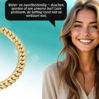 Platte Gourmet Ketting met bewerkte rand 3mm Goudkleurig Staal - 60cm - Unisex