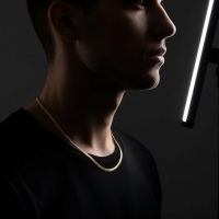 Platte Gourmet Ketting met bewerkte rand 4mm Goudkleurig Staal - 55cm - Unisex