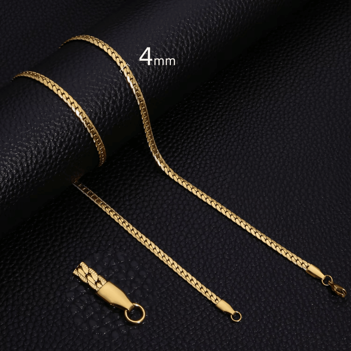 Platte Gourmet Ketting met bewerkte rand 4mm Goudkleurig Staal - 60cm - Unisex