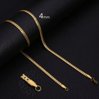 Platte Gourmet Ketting met bewerkte rand 4mm Goudkleurig Staal - 60cm - Unisex