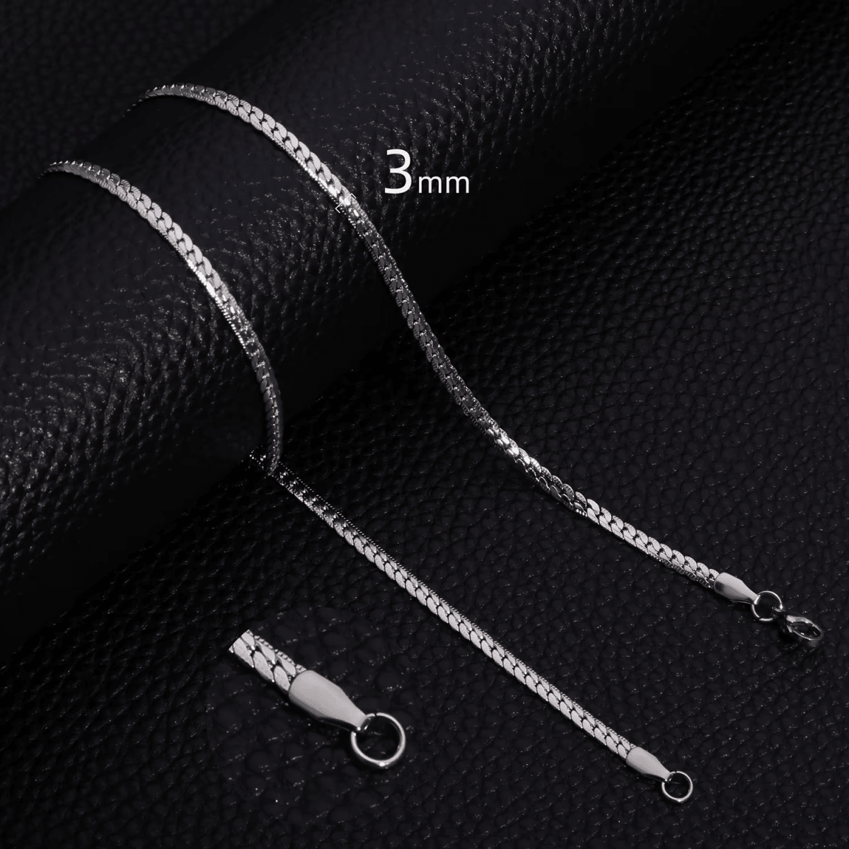 Platte Gourmet Ketting met bewerkte rand 3mm Zilverkleurig Staal - 60cm - Unisex