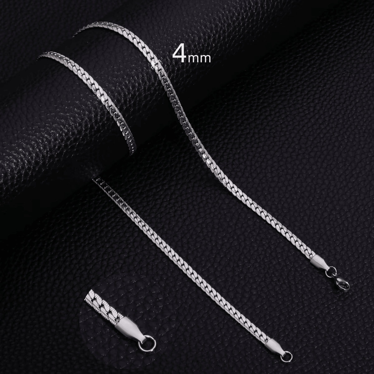 Platte Gourmet Ketting met bewerkte rand 4mm Zilverkleurig Staal - 55cm - Unisex