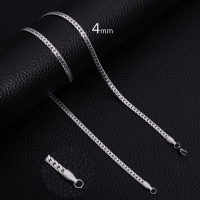Platte Gourmet Ketting met bewerkte rand 4mm Zilverkleurig Staal - 60cm - Unisex