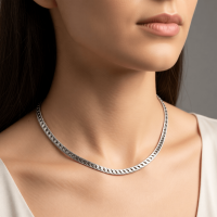 Platte Robuuste Gourmet Ketting 6mm Zilverkleurig Staal - 60cm - Unisex