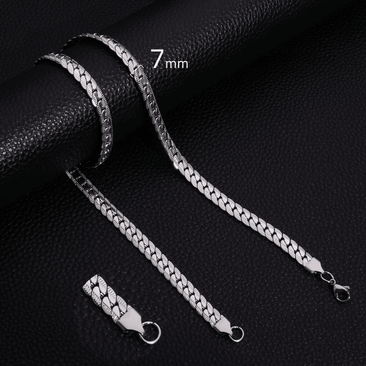 Platte Brede Gourmet Ketting 7mm Zilverkleurig Staal - 55cm - Heren