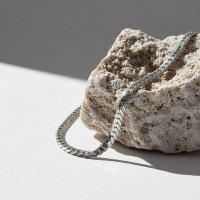 Platte Brede Gourmet Ketting 7mm Zilverkleurig Staal - 55cm - Heren