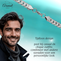 Platte Brede Gourmet Ketting 7mm Zilverkleurig Staal - 55cm - Heren