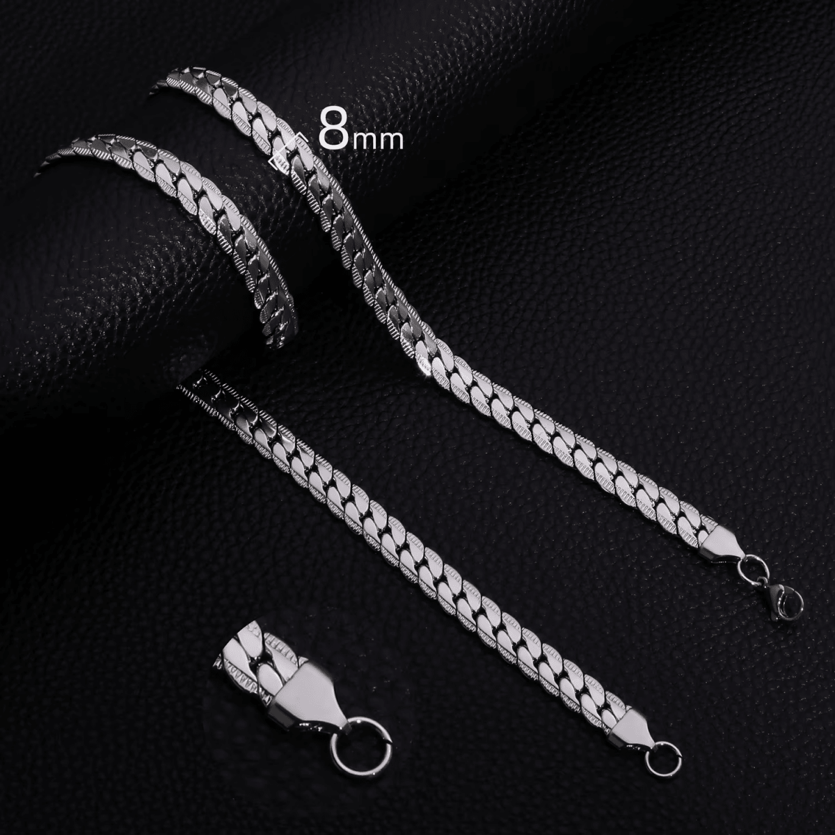 Platte Chunky Gourmet Ketting 8mm Zilverkleurig Staal - 55cm - Heren
