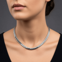 Platte Chunky Gourmet Ketting 8mm Zilverkleurig Staal - 55cm - Heren