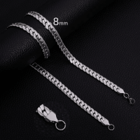 Platte Chunky Gourmet Ketting 8mm Zilverkleurig Staal - 60cm - Heren