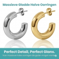 Massieve Halve Oorringen Glad RVS 25x8mm - Zilverkleur -