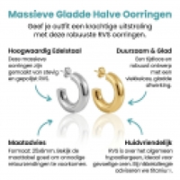 Massieve Halve Oorringen Glad RVS 25x8mm - Zilverkleur -