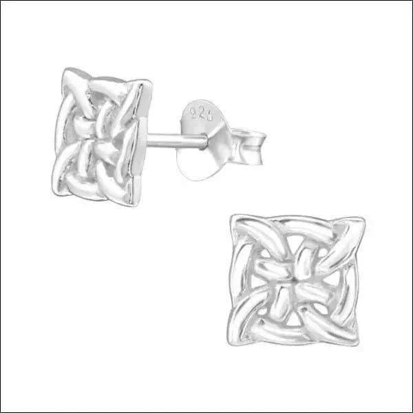 Zilveren Keltische Oorbellen Celtic Knot &acirc;&euro;&ldquo;  925 Zilver - Zilver Vierkant-7mm -