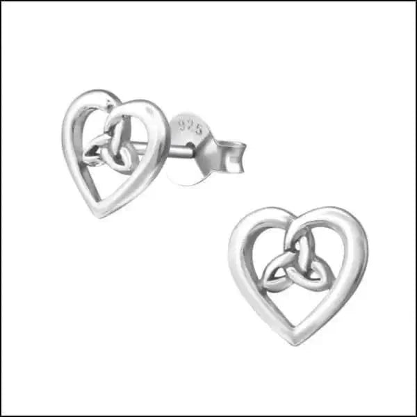 Zilveren Keltische Oorbellen Celtic Knot &acirc;&euro;&ldquo;  925 Zilver - Hart Triquetra-8x7mm -