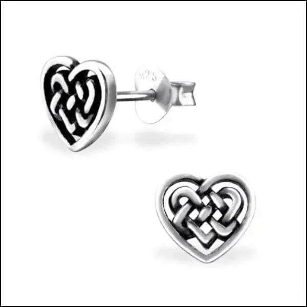 Zilveren Keltische Oorbellen Celtic Knot &acirc;&euro;&ldquo;  925 Zilver - Hart Gevlochten-8x7mm -