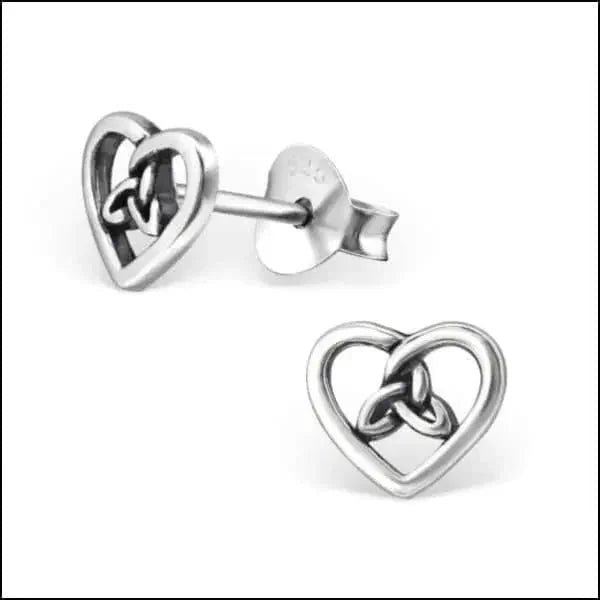 Zilveren Keltische Oorbellen Celtic Knot &acirc;&euro;&ldquo;  925 Zilver - Hart Triquetra-6mm -